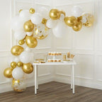 PATYDECRO White & Gold Confetti Balloons – 50 Pack, 12-inch, Party Decor for Weddings & More