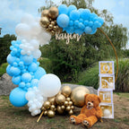 PATYDECRO Blue Gold White Latex Balloons – 50 Pack, 12in