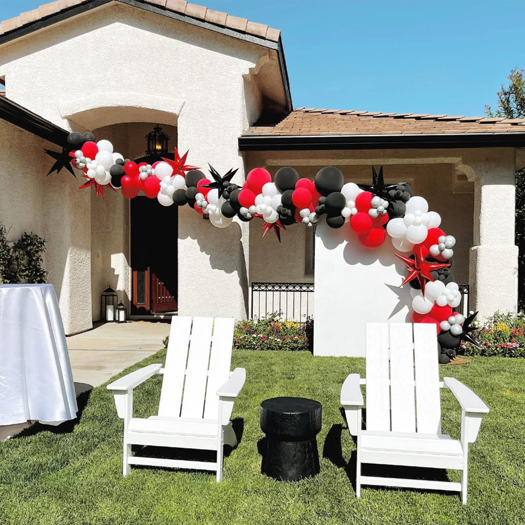 PATYDECRO Red & Black Latex Balloons – 50 Pack Confetti 12 Inch Party Balloons with Ribbon