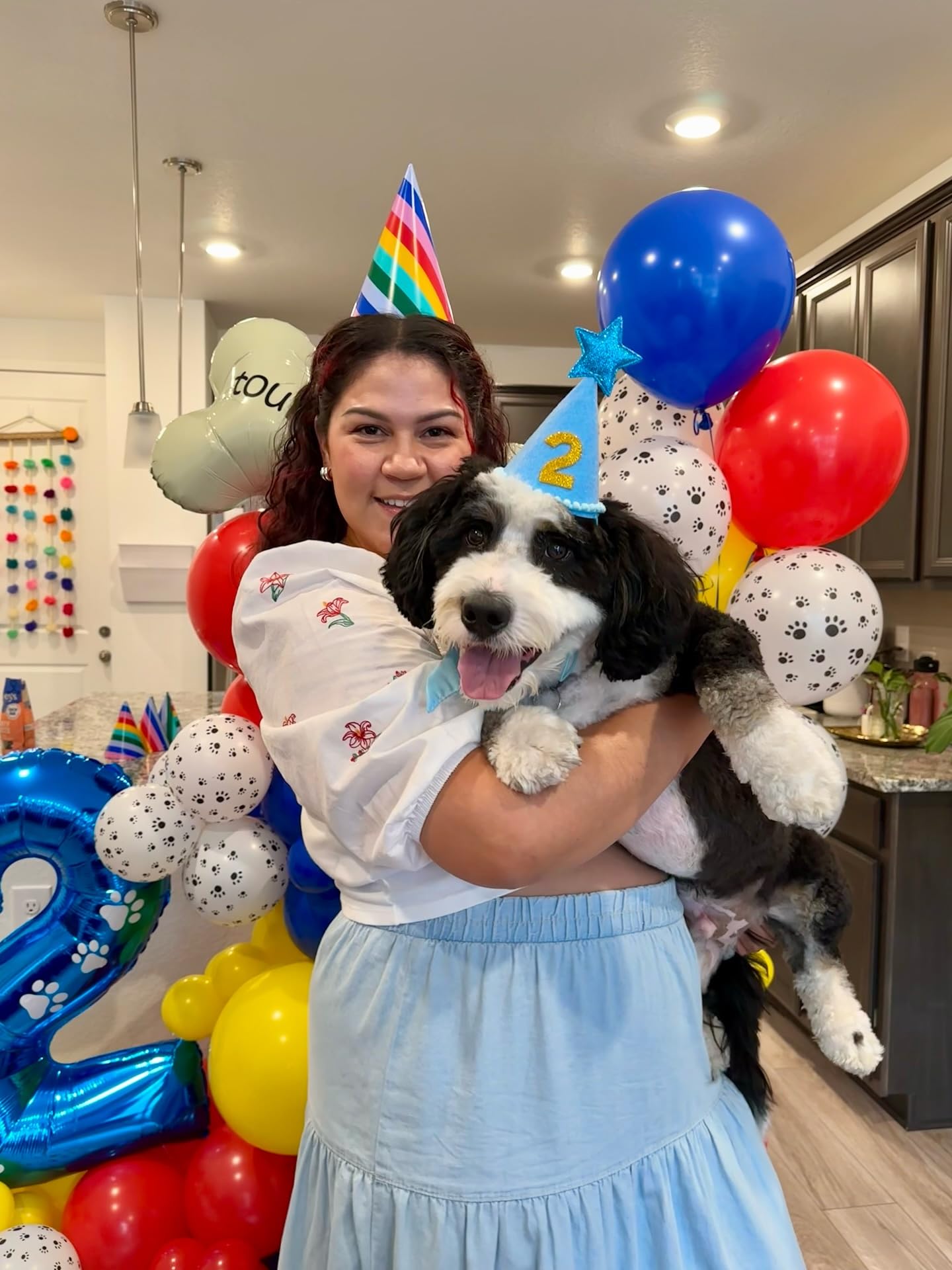 PATYDECRO Dog Paw Latex Balloons – 50pc Pack (12) with Ribbon | Royal Blue, Light Blue, Yellow, Red