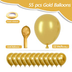 PATYDECRO Gold Latex Balloons – 55pcs, 12in, Ribbon Included | Birthday, Graduation, Baby Shower