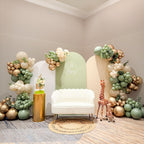 PATYDECRO Sage Green Gold Balloons – 50pcs 12\" Latex Confetti Balloon Set with Ribbon for Baby Shower, Wedding & Birthday Decor