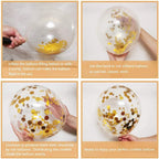 PATYDECRO White & Gold Confetti Balloons – 50 Pack, 12-inch, Party Decor for Weddings & More