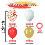 PATYDECRO Red White Gold Latex Balloons – 50pc, 12-inch, Confetti Gold with Ribbon