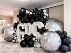 PATYDECRO Black & Silver Latex Balloons – 50pcs, 12-Inch with Ribbon