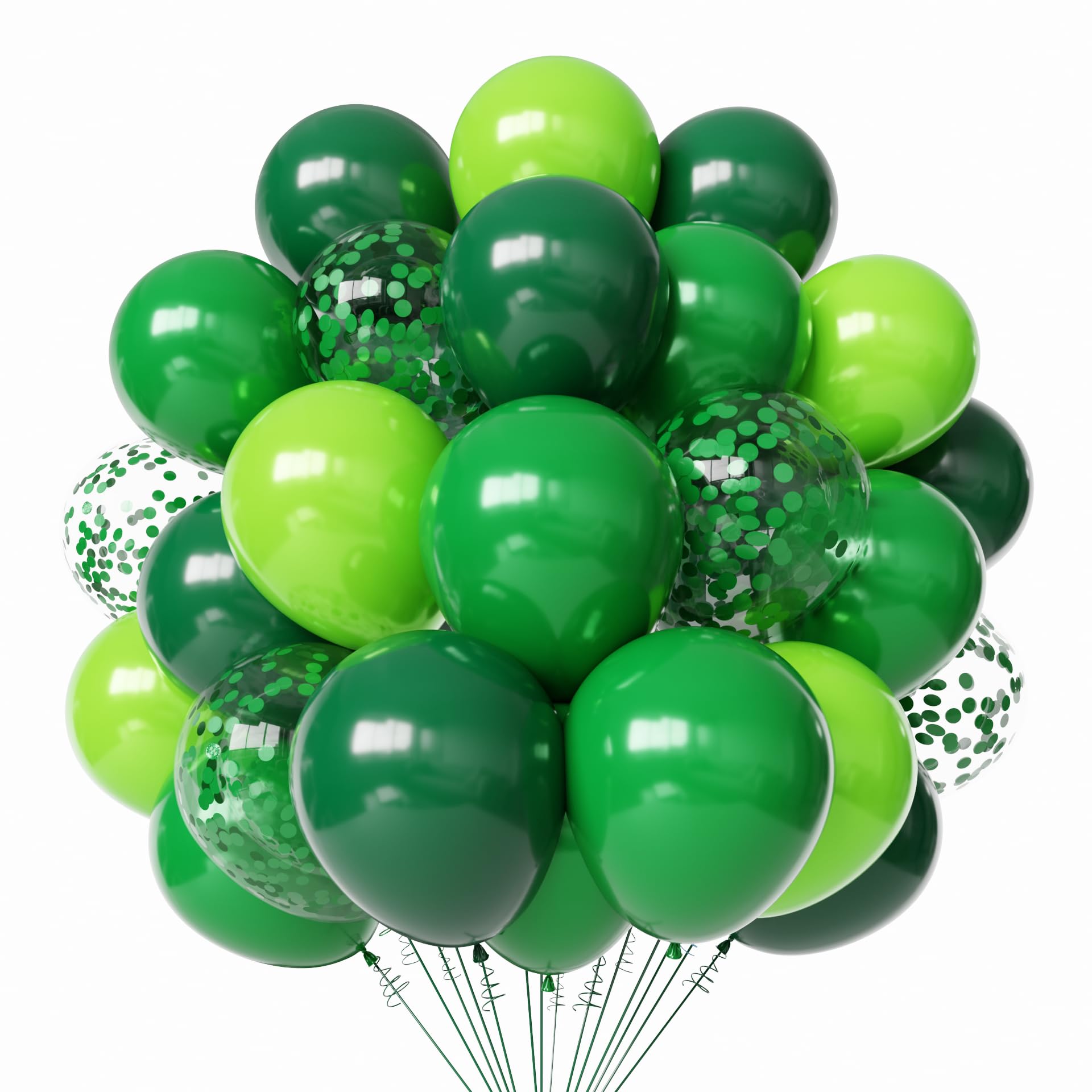 PATYDECRO Green Latex Balloons Set – 50pc 12in with Ribbon (Dark Green/Emerald/Lime) for Parties