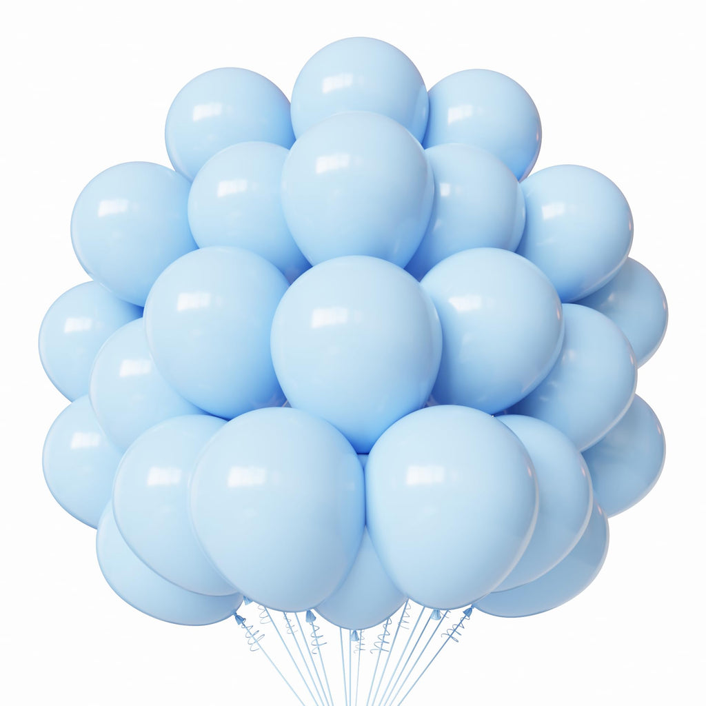 PATYDECRO Light Blue Latex Balloons – 55pcs, 12-inch with Ribbon for Birthday & Party Decor