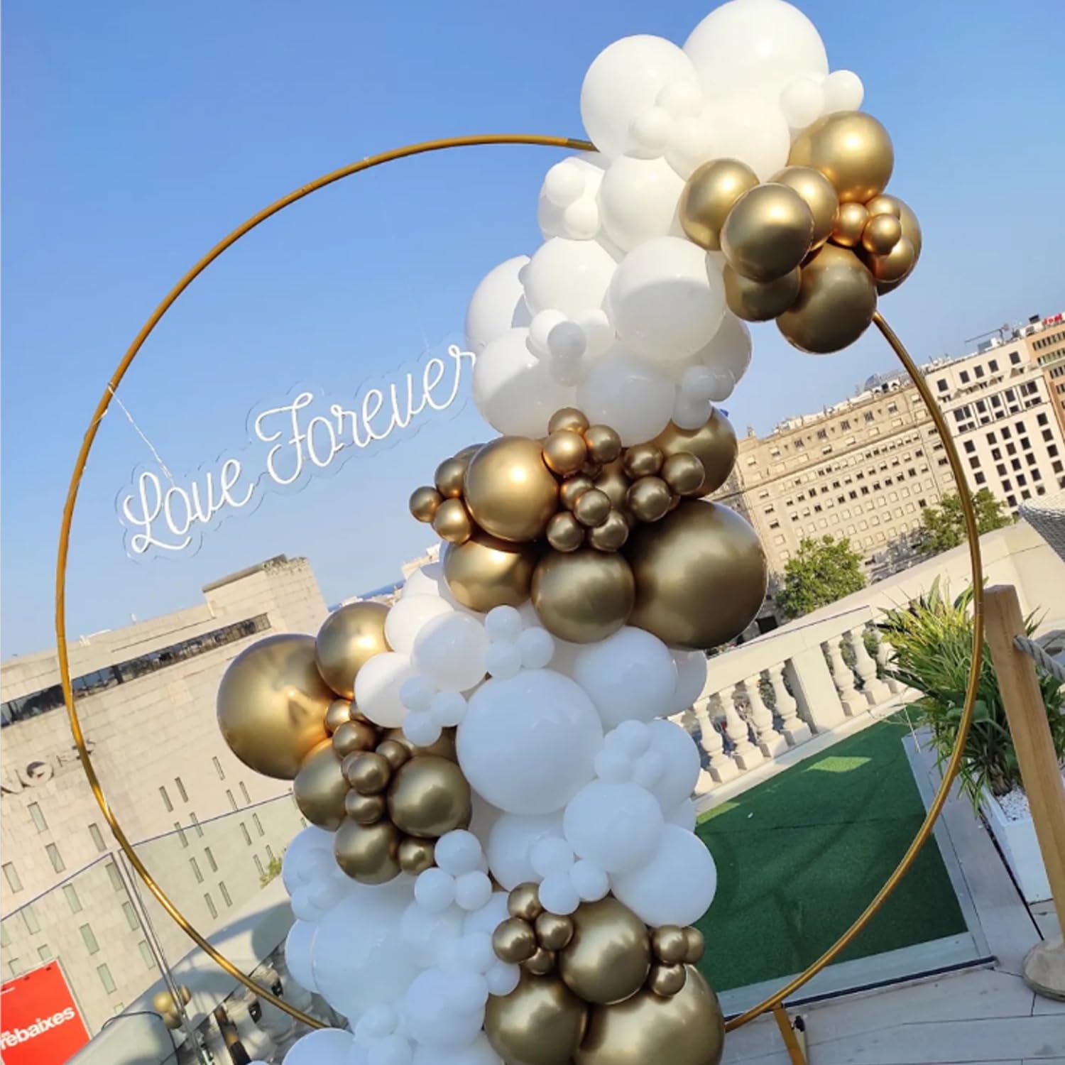 PATYDECRO White & Gold Confetti Balloons – 50 Pack, 12-inch, Party Decor for Weddings & More