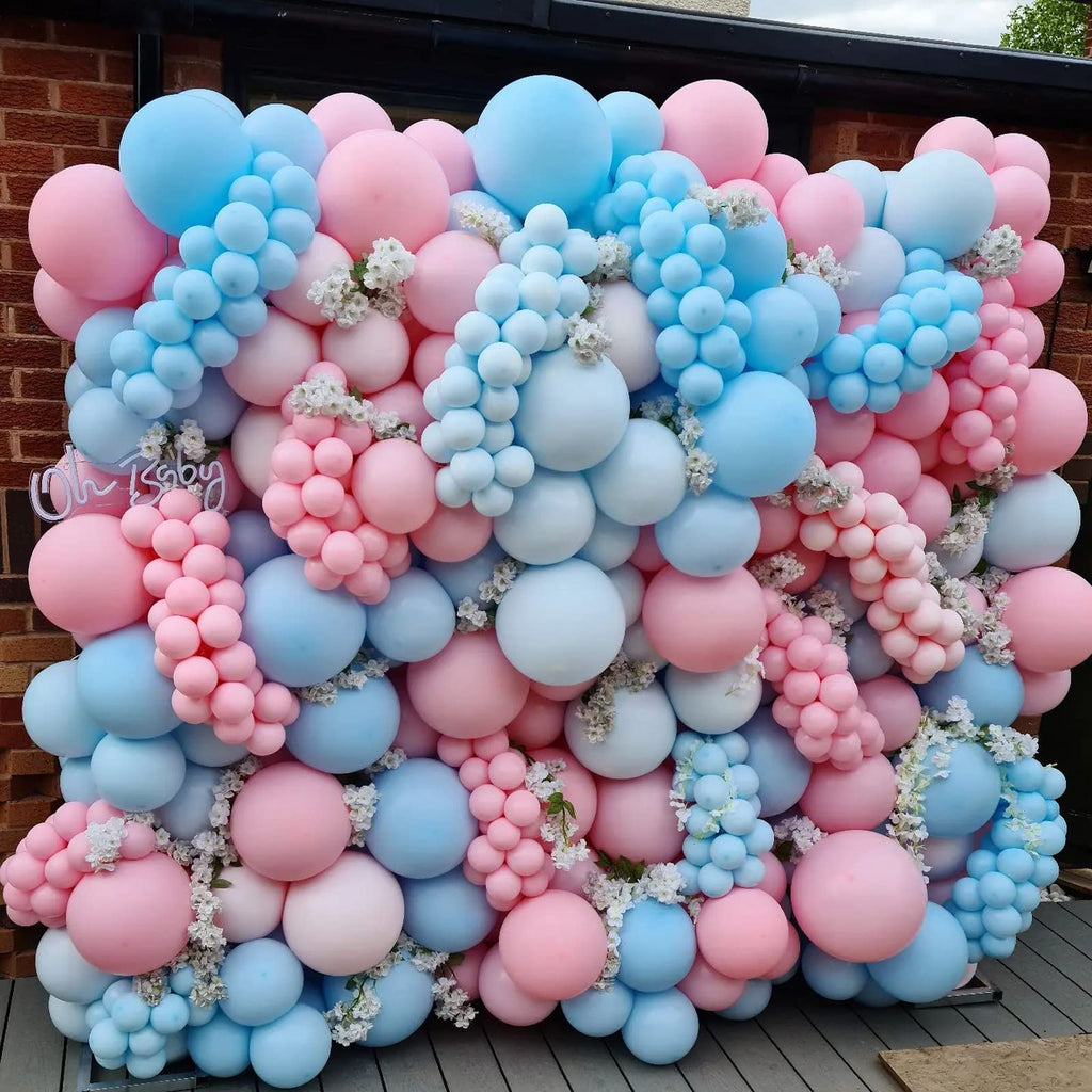 PATYDECRO Pink & Blue Latex Balloons – 50 Pack, 12in, 33ft Ribbon