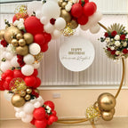 PATYDECRO Red White Gold Latex Balloons – 50pc, 12-inch, Confetti Gold with Ribbon
