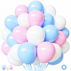 PATYDECRO Pink & Blue Latex Balloons – 50 Pack, 12in, 33ft Ribbon