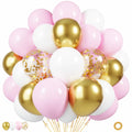 PATYDECRO Pink & Gold Confetti Balloons – 50pcs, 12in | Birthday, Baby Shower, Wedding Decor