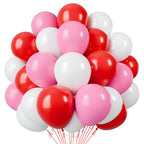 PATYDECRO Red, White & Pink Balloons – 50pcs 12in Latex with Ribbon for Valentines, Weddings & Birthdays
