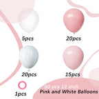 PATYDECRO Pink & White Latex Balloons 60pcs, 12in – Weddings, Birthdays, Baby Showers
