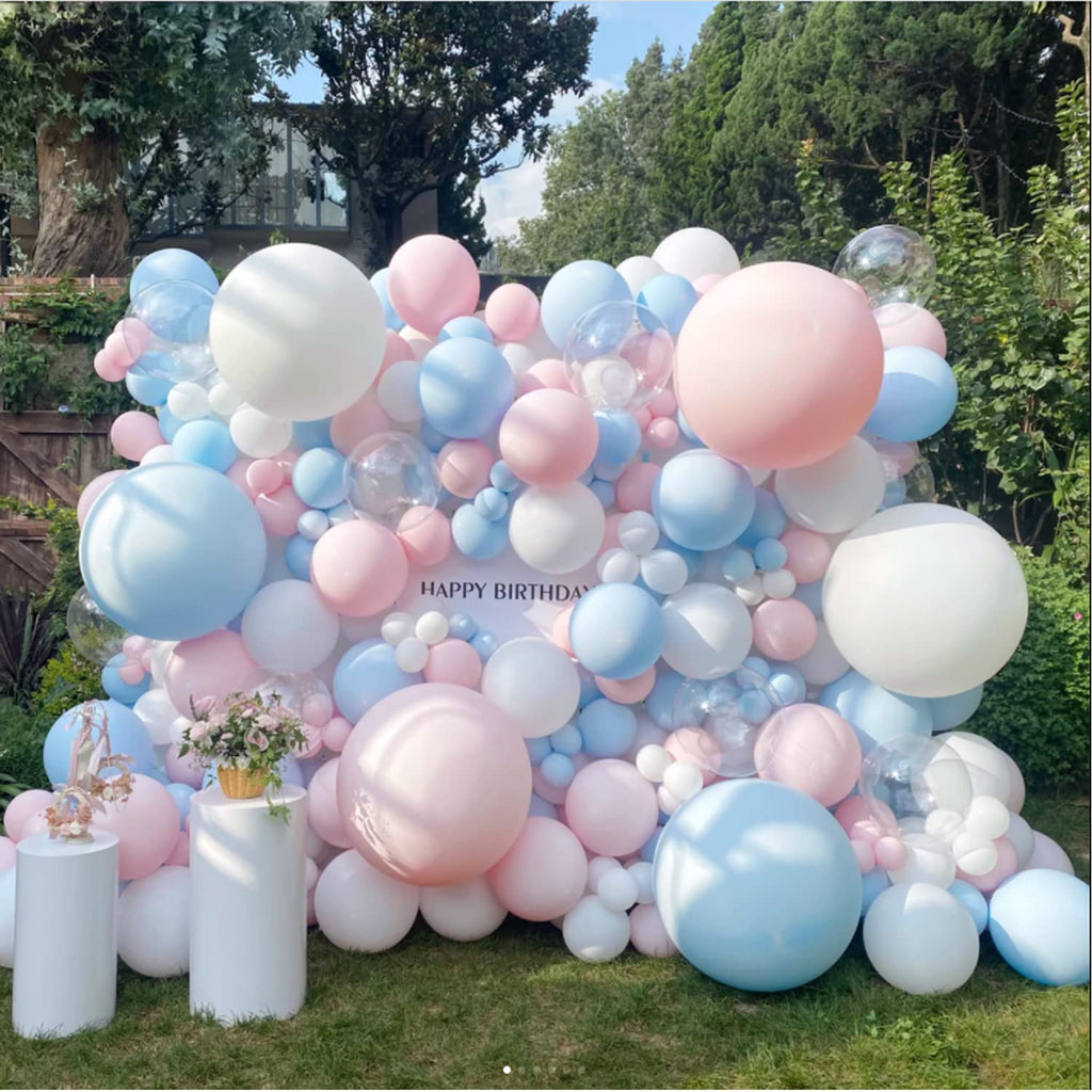 PATYDECRO Pink & Blue Latex Balloons – 50 Pack, 12in, 33ft Ribbon