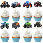 PAVATUTAT 24 Pcs Monster Truck Cupcake Toppers – Truck Car Theme Party Decorations