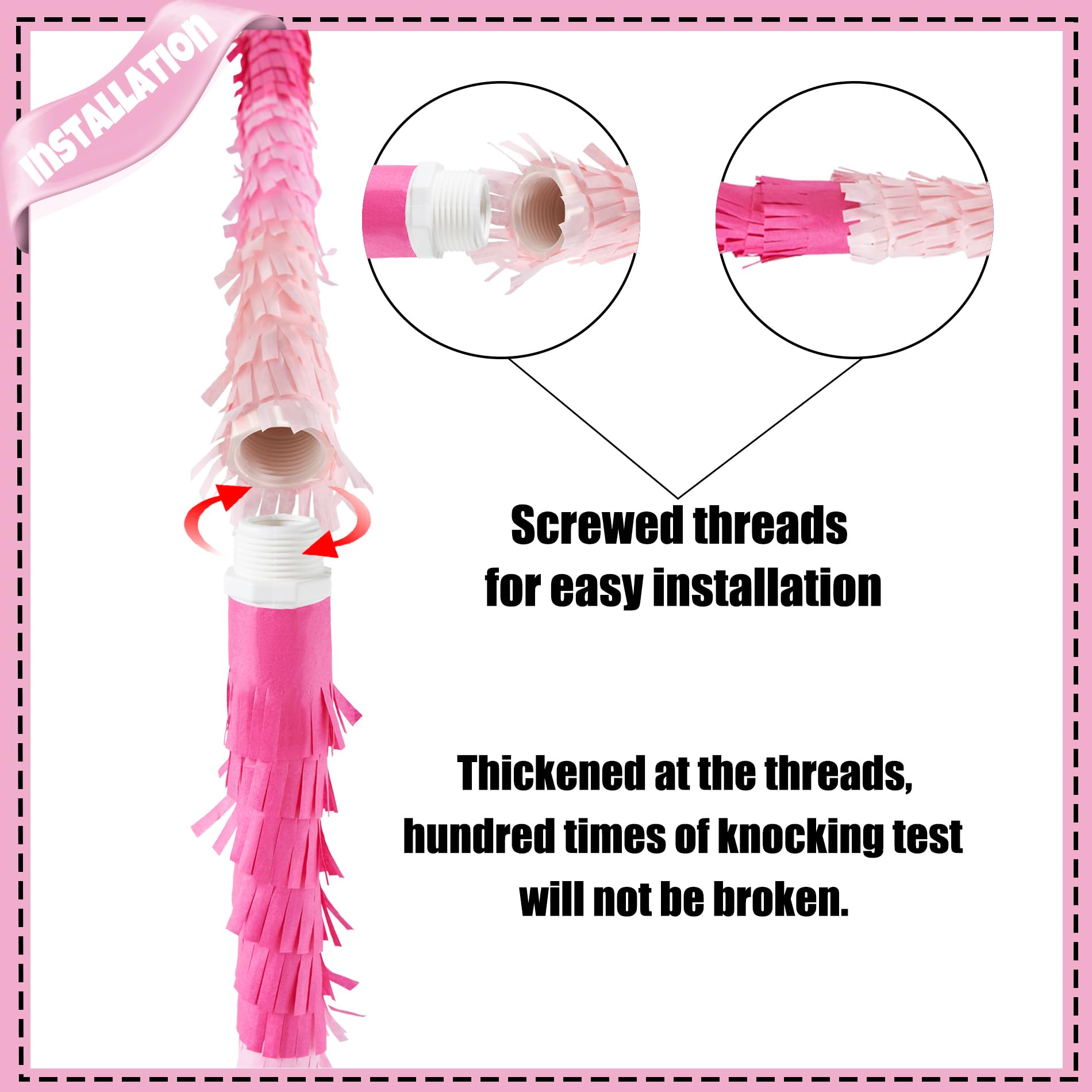 PCFING 30-Inch Piñata Stick Kit – Pink, Extra-Strong, for All Ages Party Fun