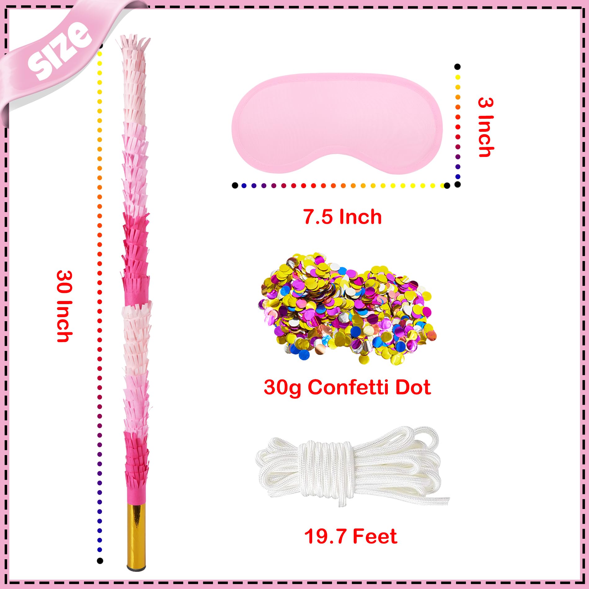 PCFING 30-Inch Piñata Stick Kit – Pink, Extra-Strong, for All Ages Party Fun