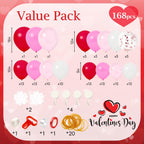 PEASUG Valentines Day Balloon Arch Kit — 138 Balloons + 30 Tools, Red Pink White Confetti Latex