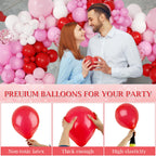 PEASUG Valentines Day Balloon Arch Kit — 138 Balloons + 30 Tools, Red Pink White Confetti Latex