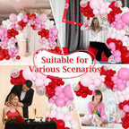 PEASUG Valentines Day Balloon Arch Kit — 138 Balloons + 30 Tools, Red Pink White Confetti Latex