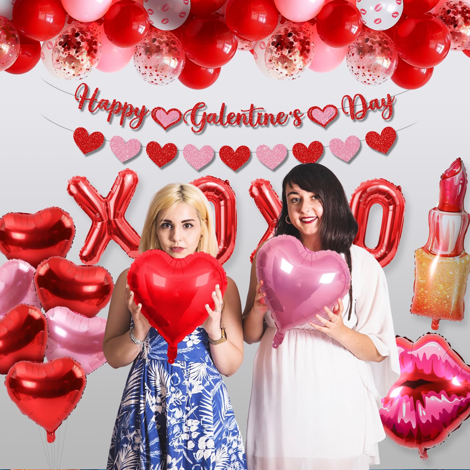 Pekeng 53pc Galentines Day Decorations Kit — Balloons, Banners & More for Galentine Nights