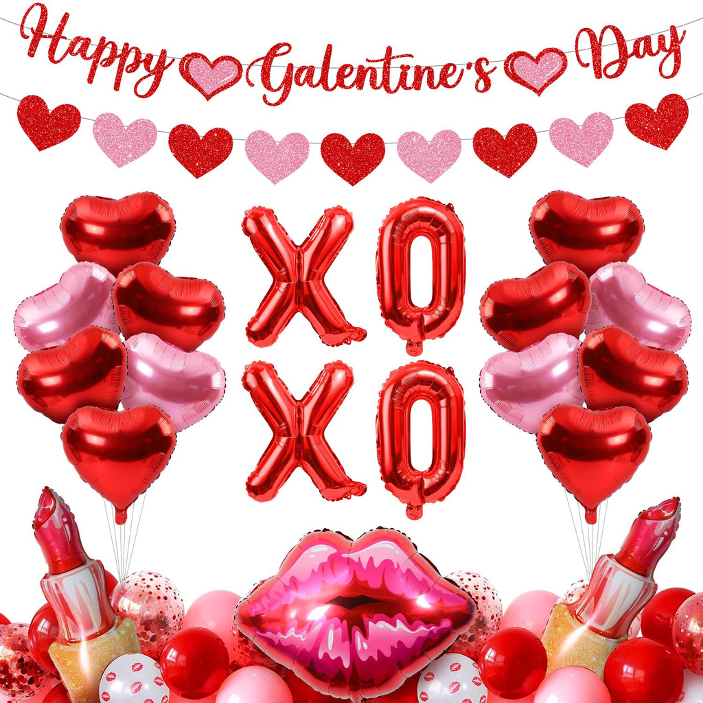 Pekeng 53pc Galentines Day Decorations Kit — Balloons, Banners & More for Galentine Nights