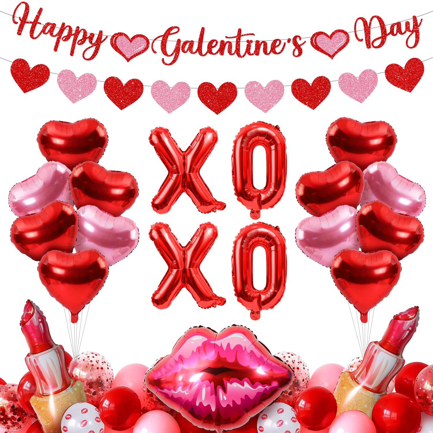 Pekeng 53pc Galentines Day Decorations Kit — Balloons, Banners & More for Galentine Nights