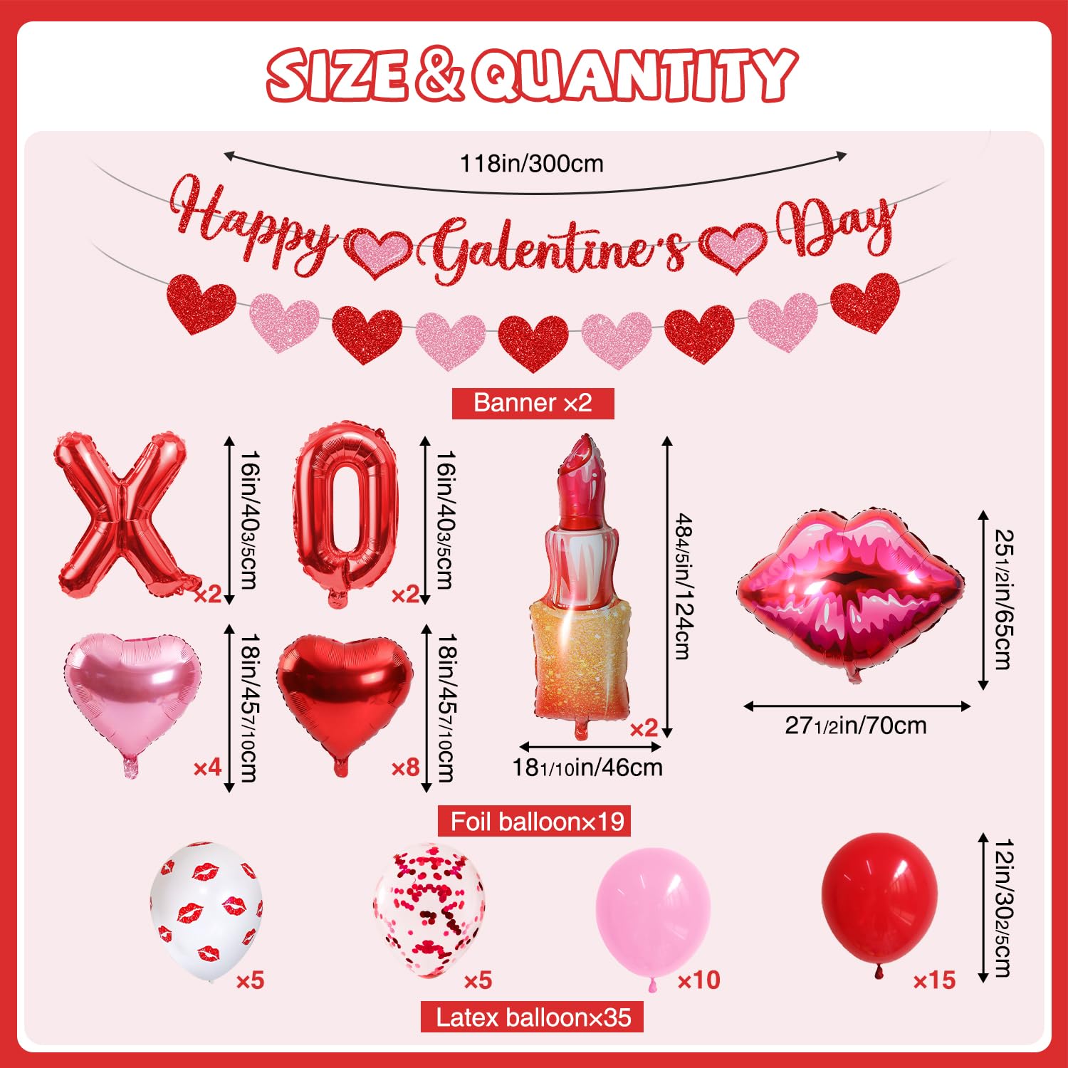 Pekeng 53pc Galentines Day Decorations Kit — Balloons, Banners & More for Galentine Nights