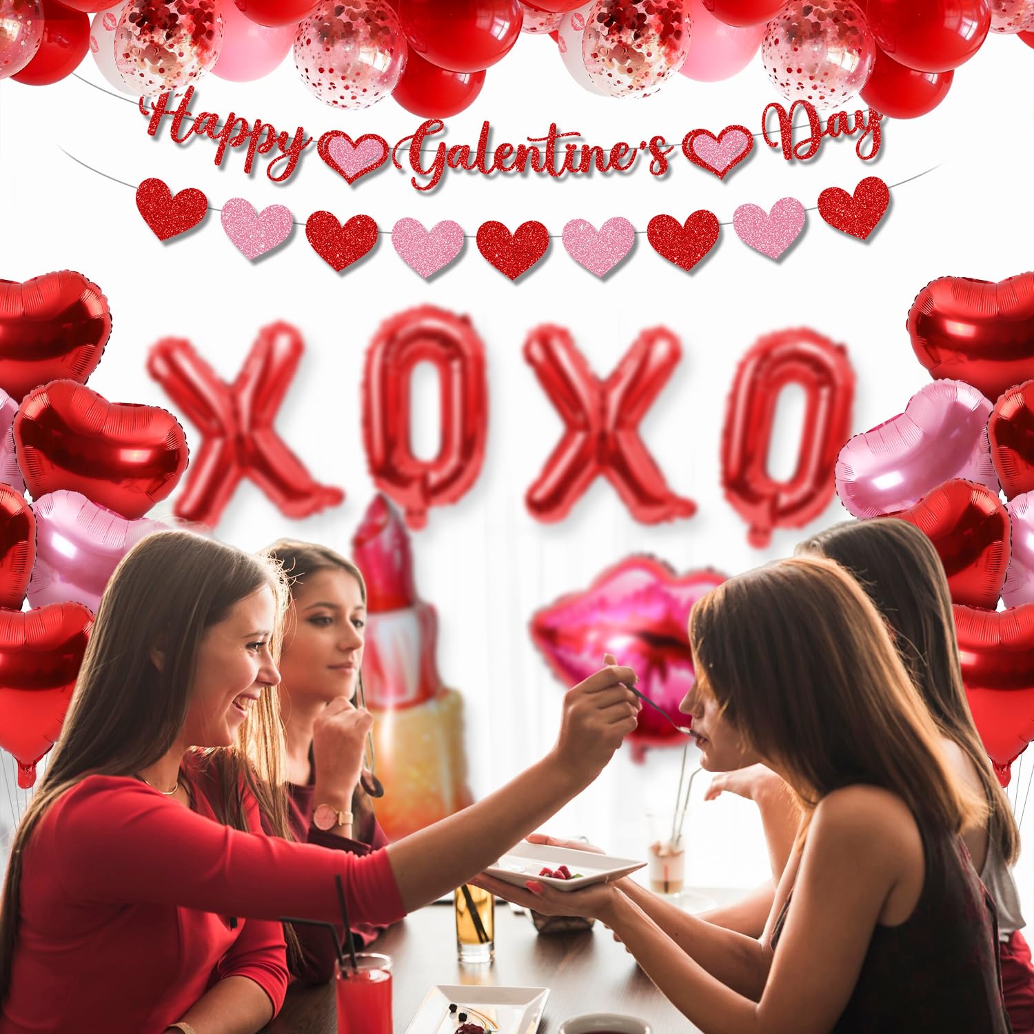 Pekeng 53pc Galentines Day Decorations Kit — Balloons, Banners & More for Galentine Nights