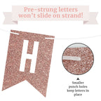 Perfect Occasion Pre-Strung Happy Sweet 16 Banner – No DIY, Rose Gold Glitter, 6 ft