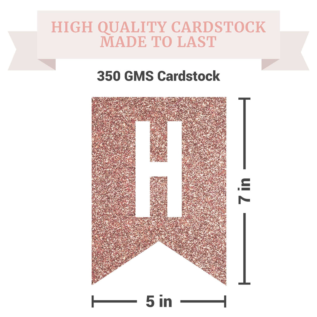 Perfect Occasion Pre-Strung Happy Sweet 16 Banner – No DIY, Rose Gold Glitter, 6 ft