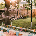 Perfect Occasion Pre-Strung Happy Sweet Sixteen Banner - Rose Gold Glitter, No DIY, 8 ft Strands