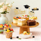 PERFQU 24 Pcs Graduation Cupcake Toppers 2026 – Class of 2026 Black Gold Cake Topper Set