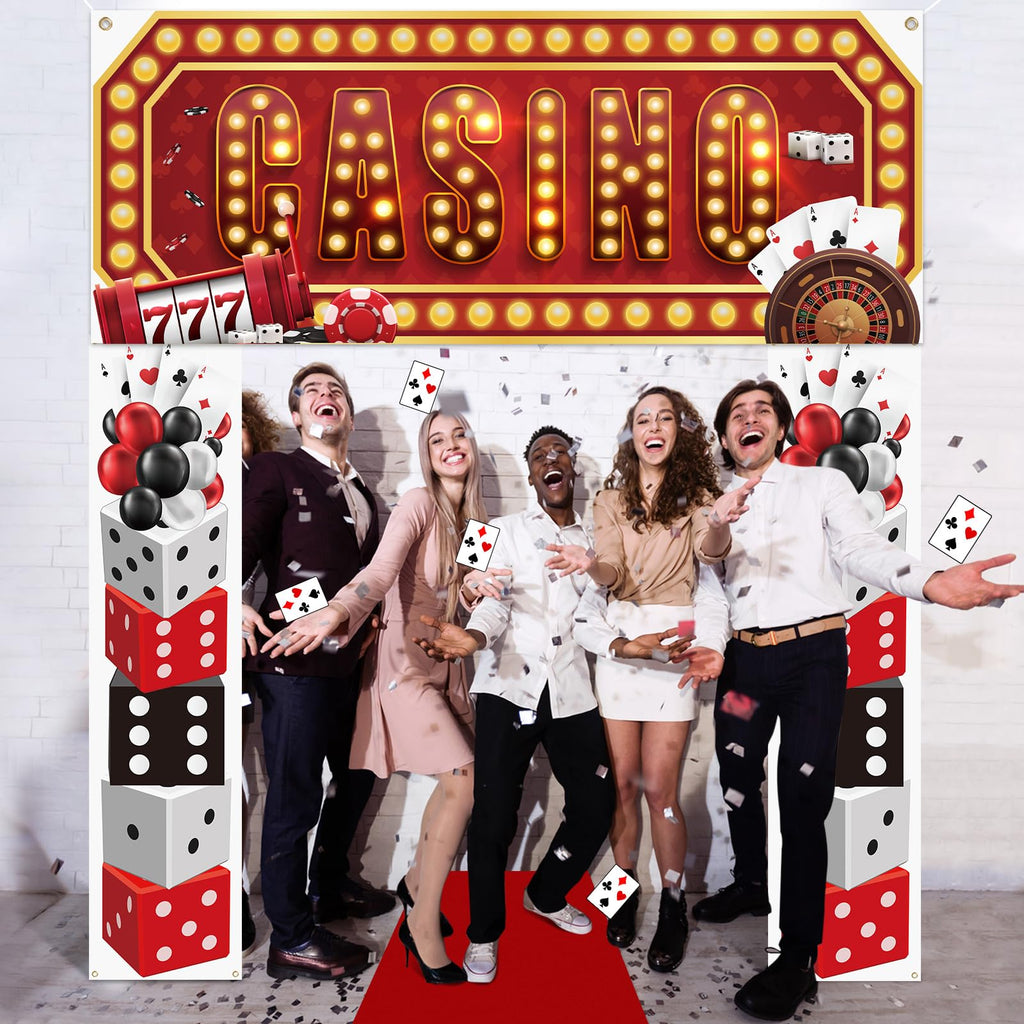 Peryiter Casino Night Entryway Banner Kit – 7-Piece Party Decor