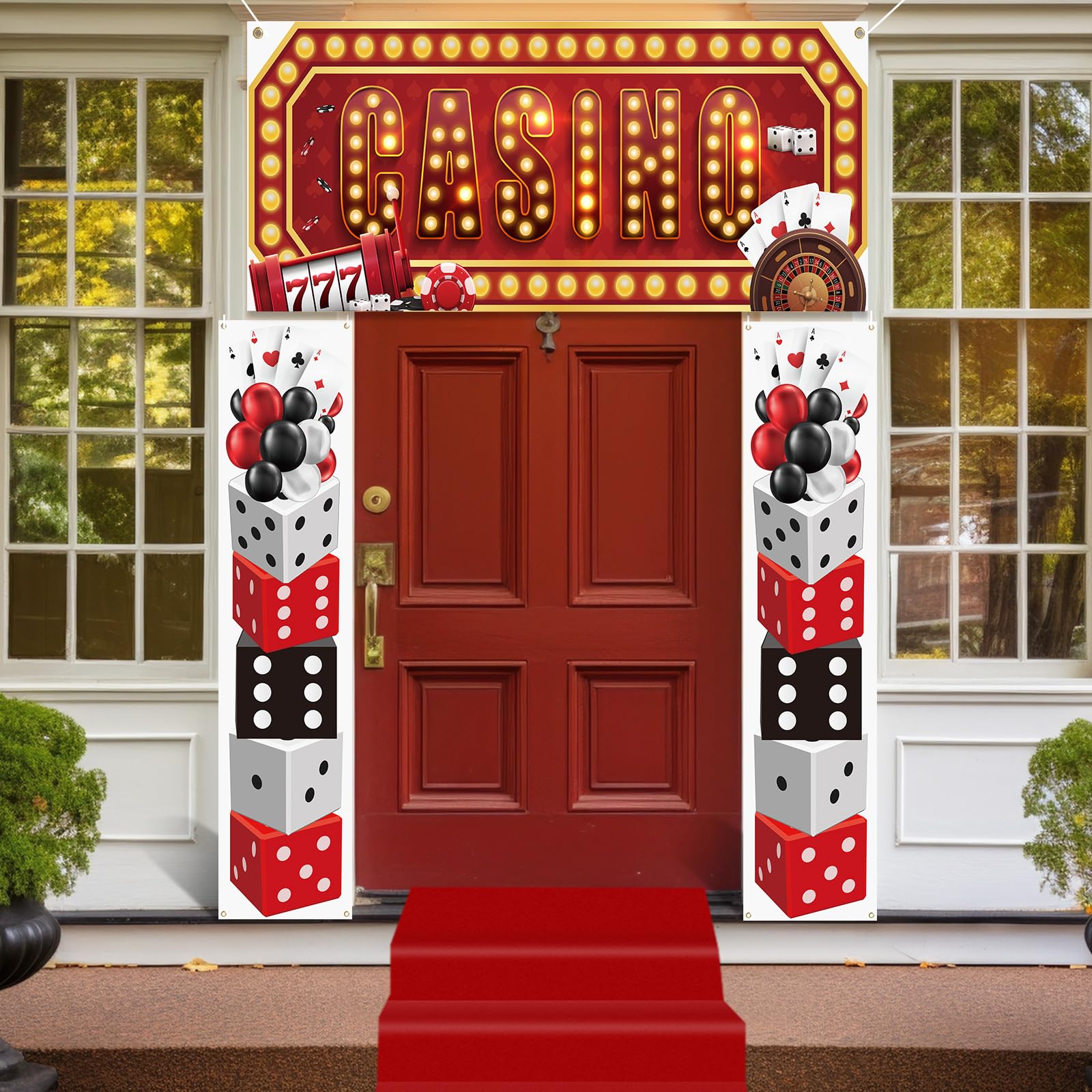 Peryiter Casino Night Entryway Banner Kit – 7-Piece Party Decor