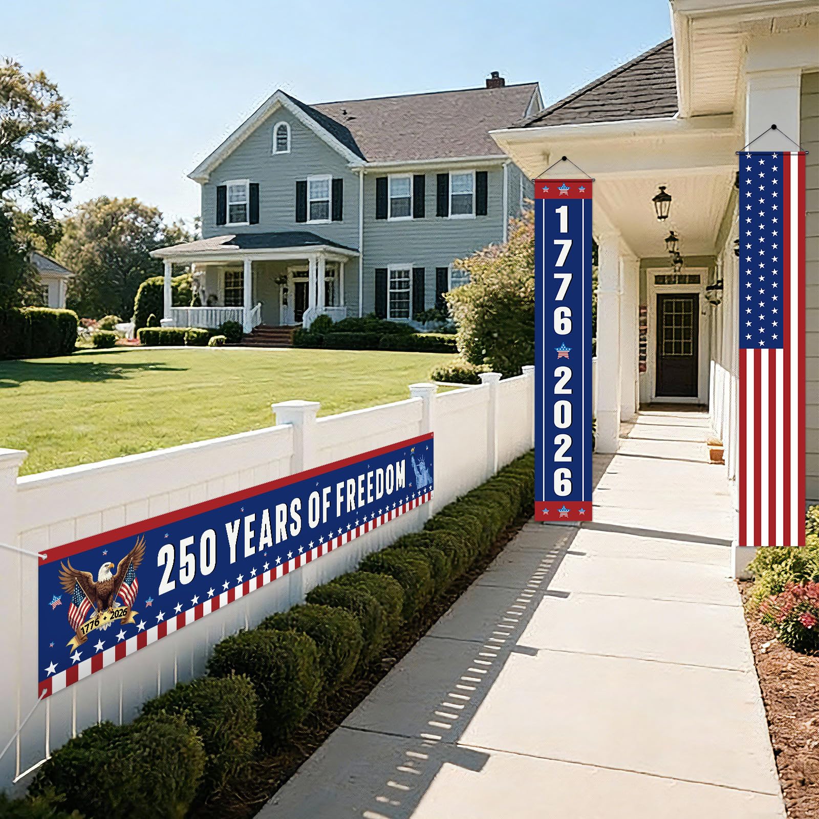 Peryiter 3-Piece 250th Anniversary Patriotic Banner Set — 1776–2026 USA Door & Porch Decor