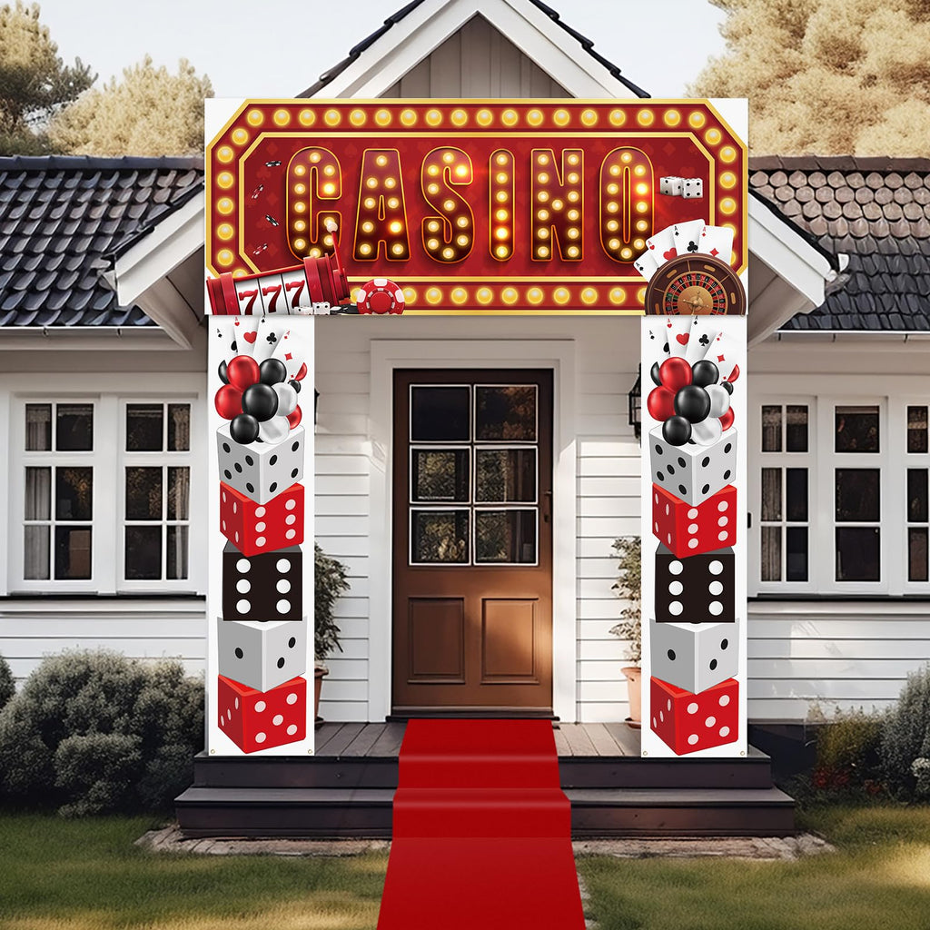 Peryiter Casino Night Entryway Banner Kit – 7-Piece Party Decor