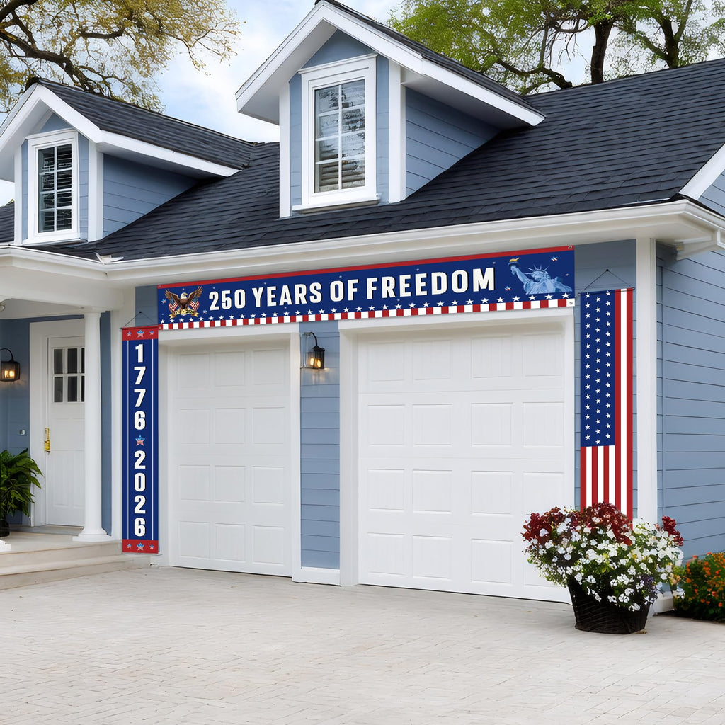 Peryiter 3-Piece 250th Anniversary Patriotic Banner Set — 1776–2026 USA Door & Porch Decor