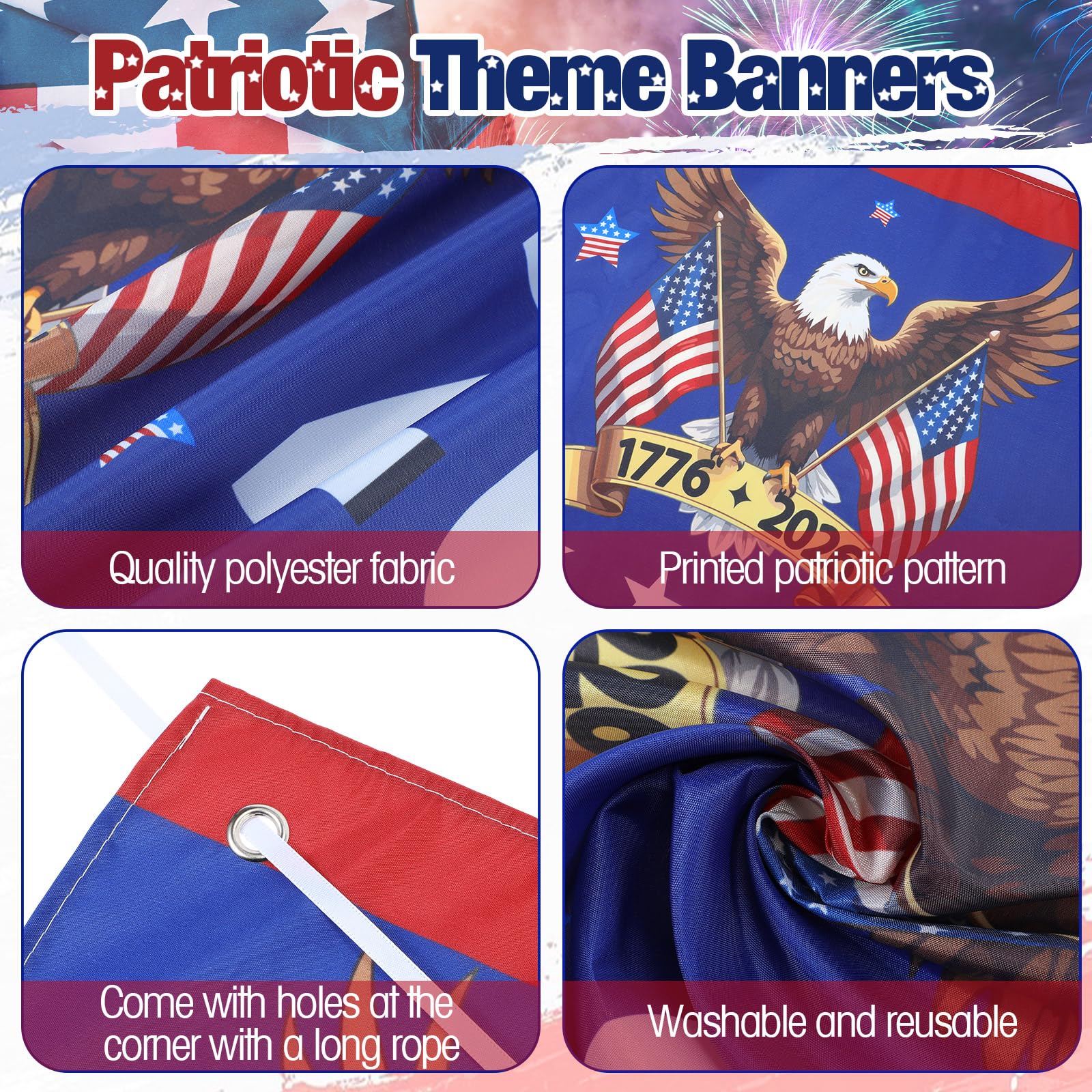Peryiter 3-Piece 250th Anniversary Patriotic Banner Set — 1776–2026 USA Door & Porch Decor