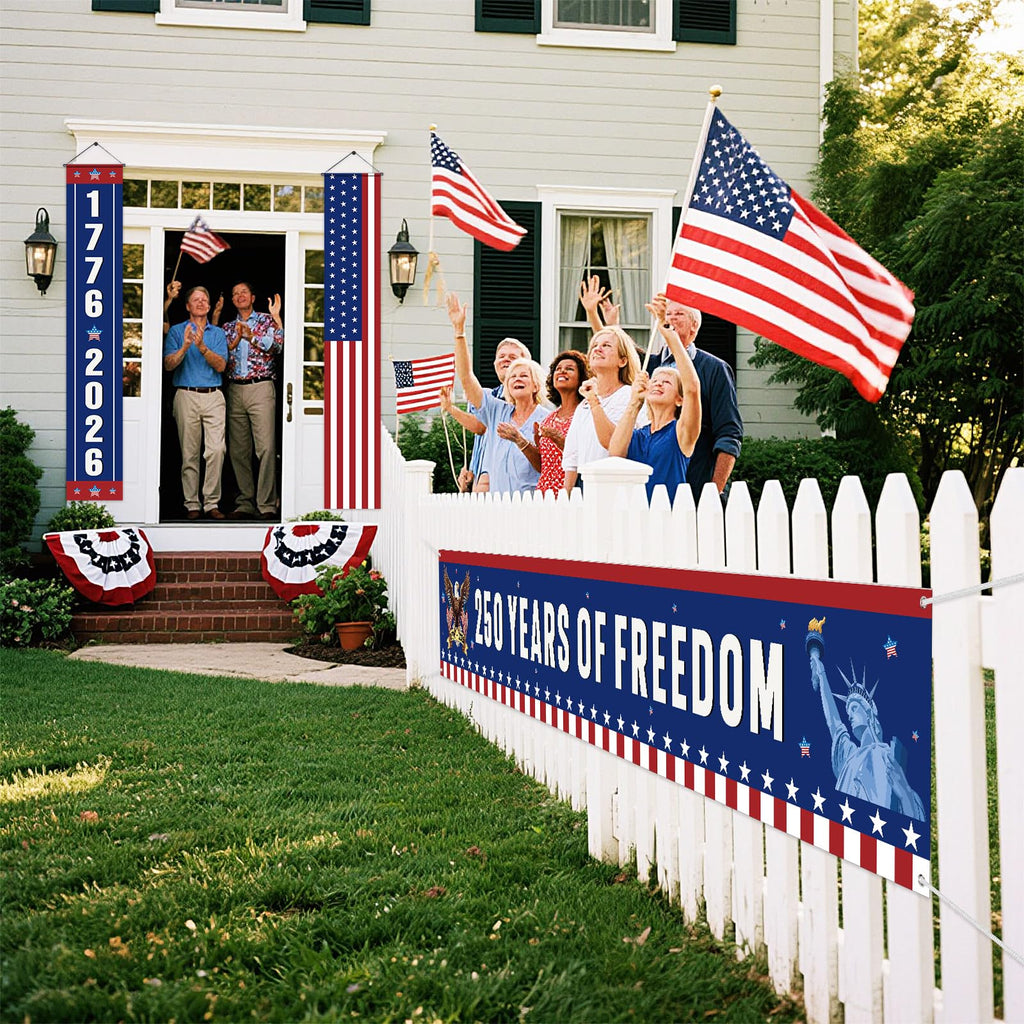 Peryiter 3-Piece 250th Anniversary Patriotic Banner Set — 1776–2026 USA Door & Porch Decor