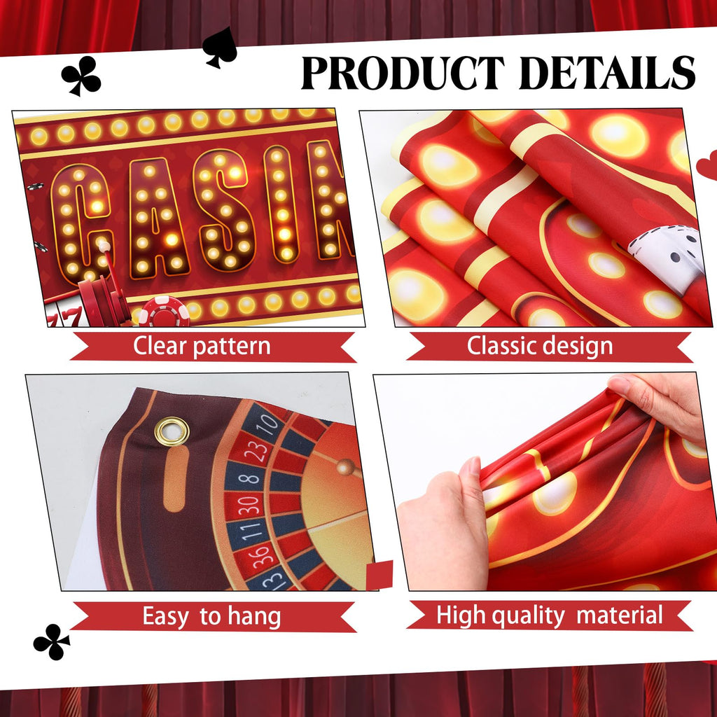 Peryiter Casino Night Entryway Banner Kit – 7-Piece Party Decor