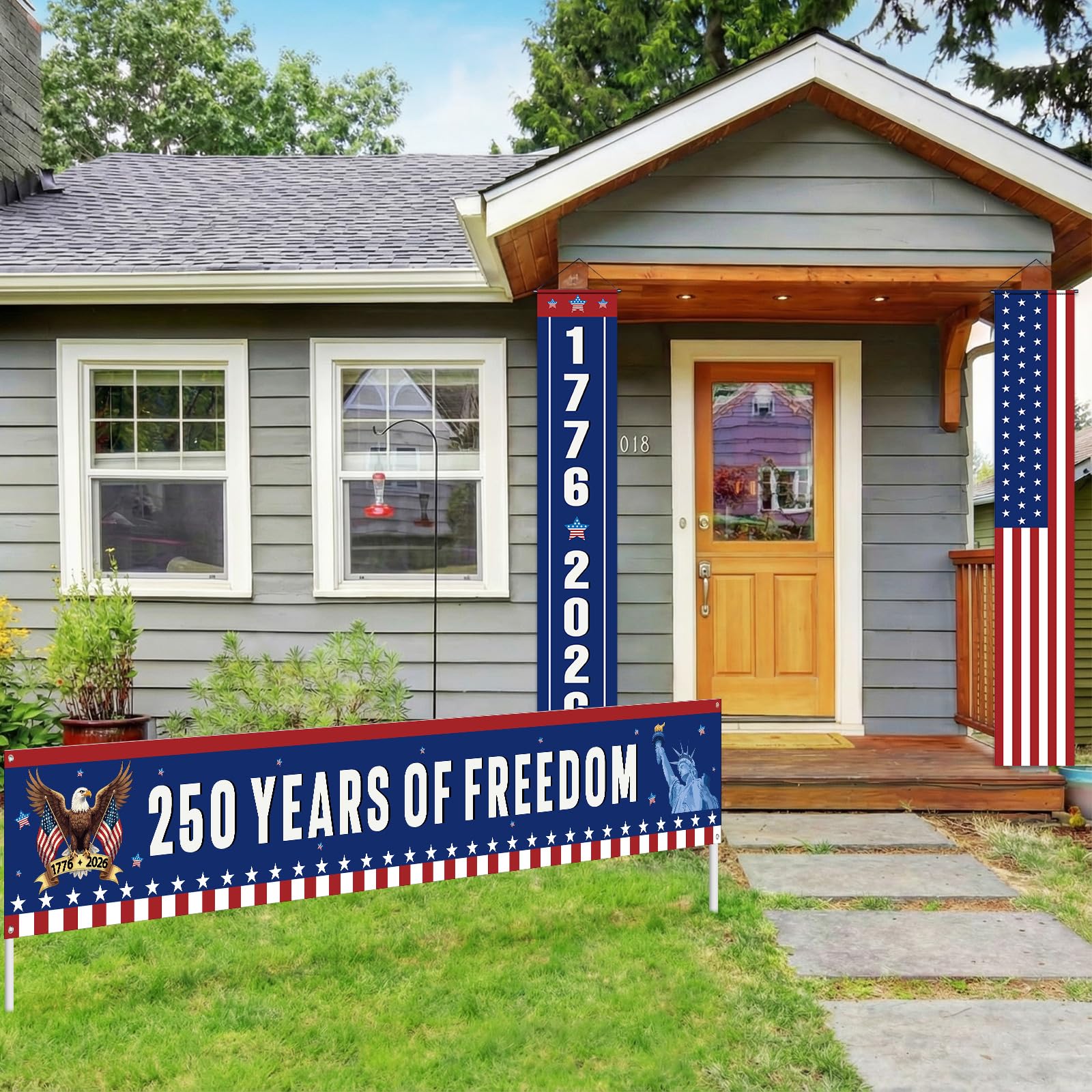 Peryiter 3-Piece 250th Anniversary Patriotic Banner Set — 1776–2026 USA Door & Porch Decor