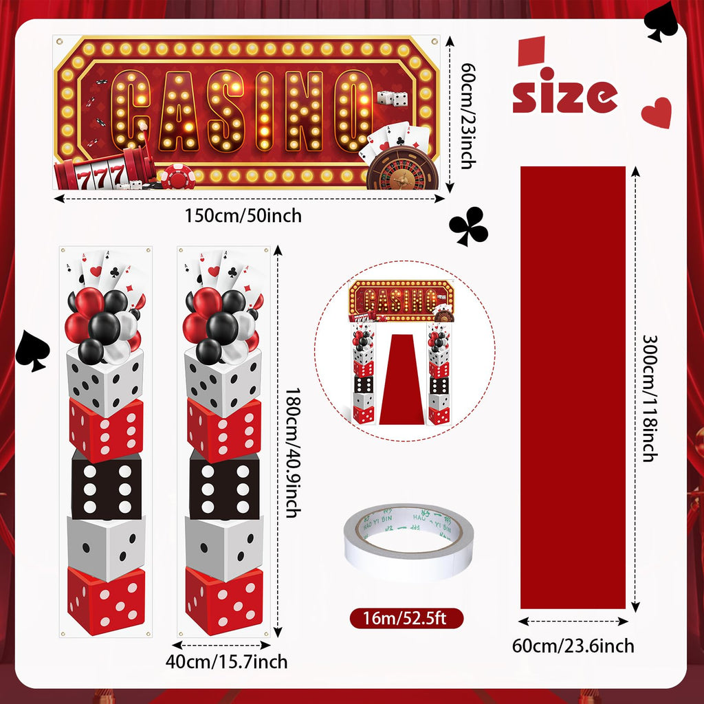 Peryiter Casino Night Entryway Banner Kit – 7-Piece Party Decor