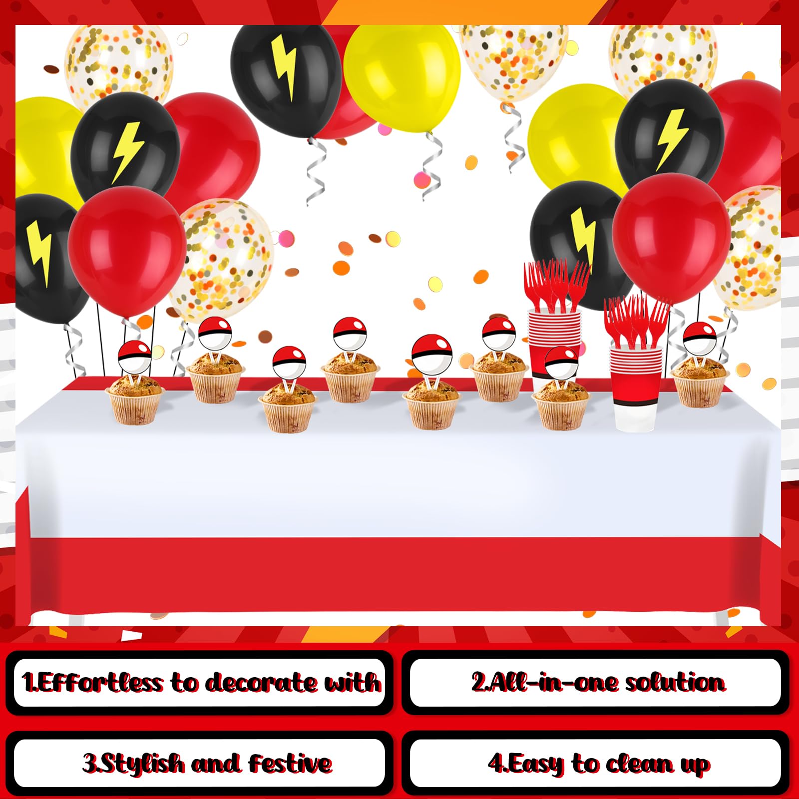 Phiemate 162Pcs Cartoon Animation Birthday Party Kit – Complete Decor for 24 Guests