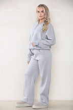 Oversized Bomber Style Fleece Zipper Co-ord