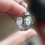 Personalised Photo Necklace – Heart Pendant With Custom Text Engraving Gift