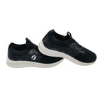 STQ Womens Trainers Memory Foam Comfy Black-White for Walking Fitness Gym