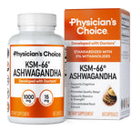 Physicians Choice KSM-66 Ashwagandha 1000mg – Organic, Black Pepper, 60 Vegan Capsules | Stress & Mood Support