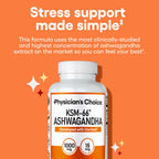 Physicians Choice KSM-66 Ashwagandha 1000mg – Organic, Black Pepper, 60 Vegan Capsules | Stress & Mood Support